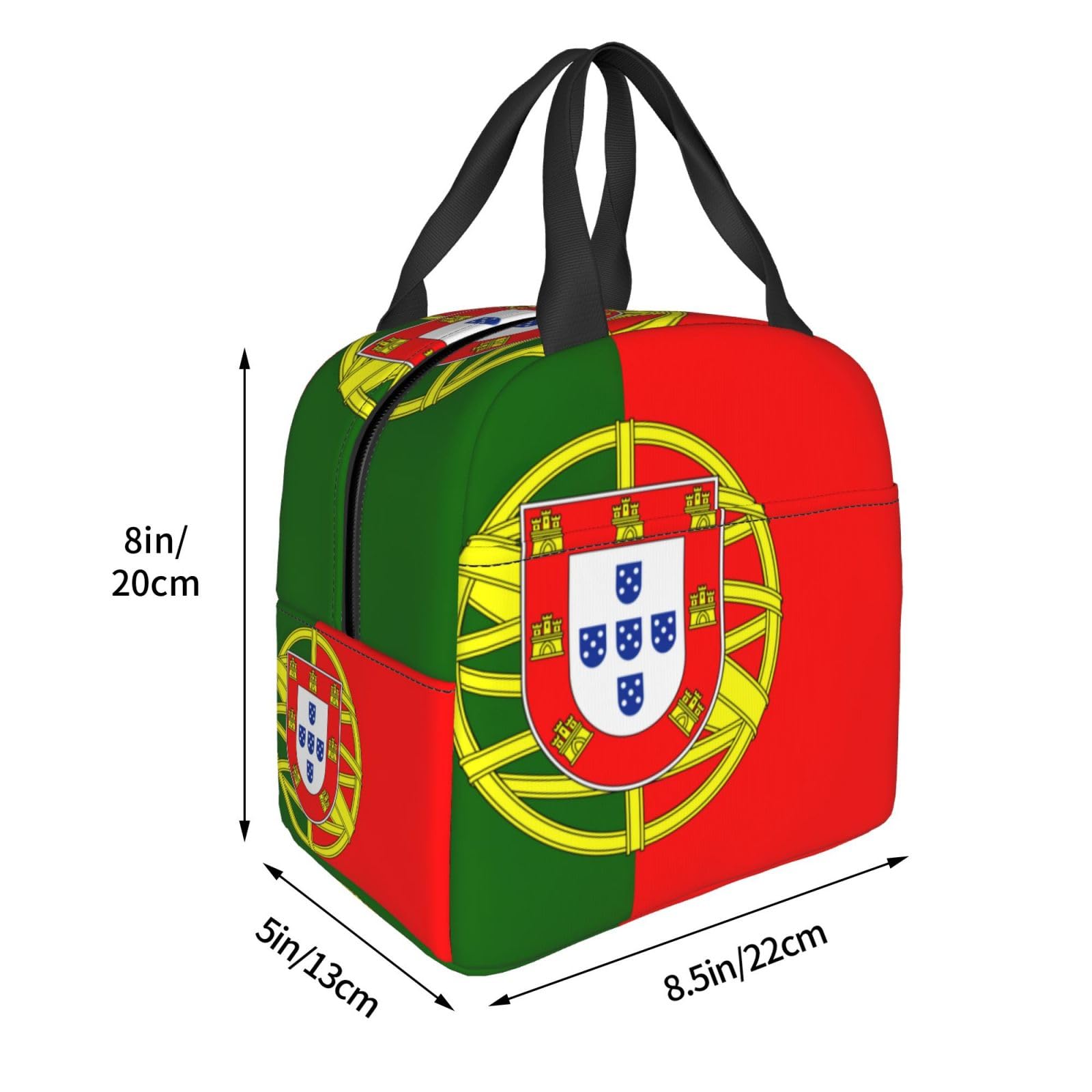 KOSUES Vintage Portugal Flag Insulated Lunch Bag - Large Capacity Thermal Tote For Office, Picnic, Travel