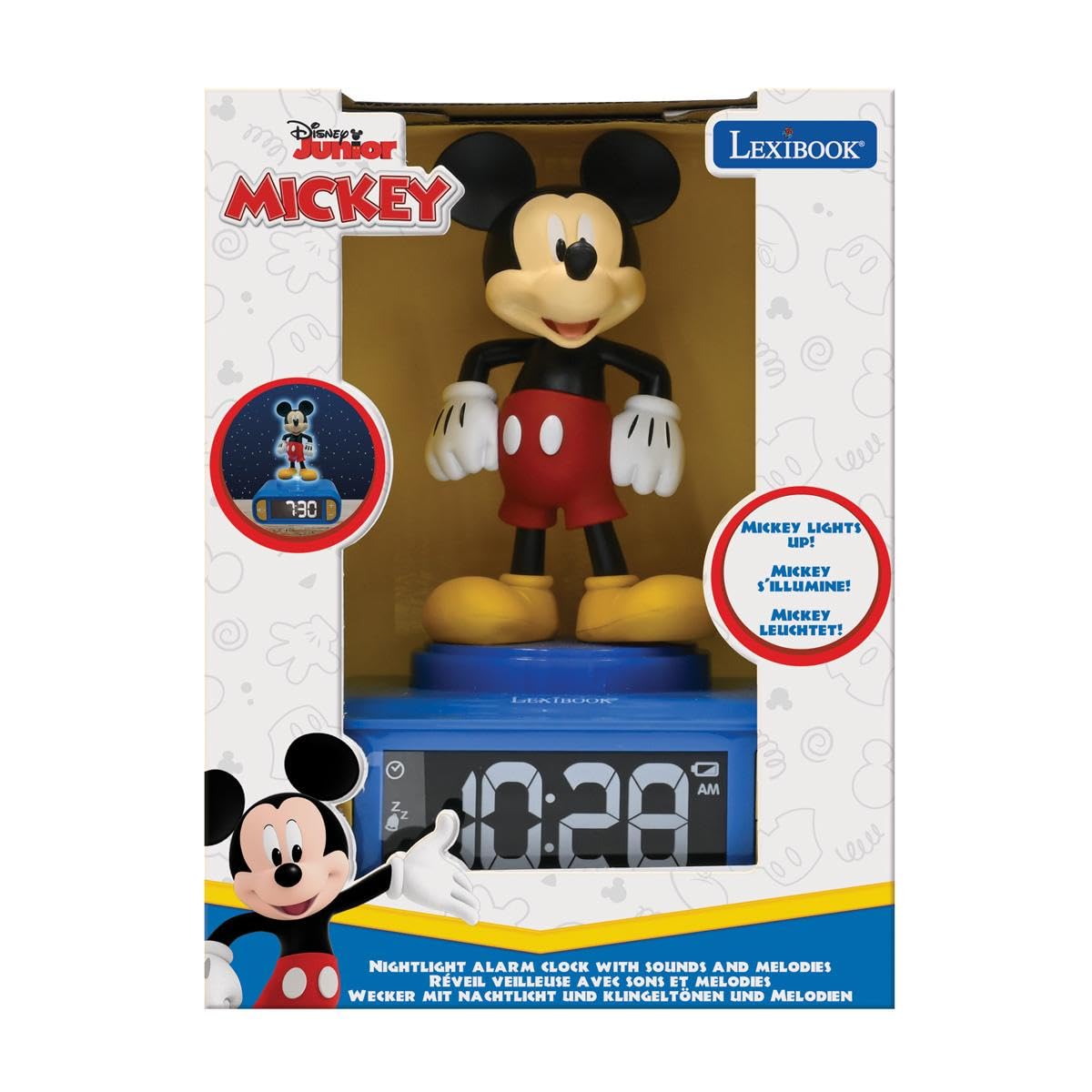 Lexibook, Disney Mickey, Sveglia Notturna Mickey, Suoni e Melodie, Schermo LCD retroilluminato, Luminoso, Snooze, Blu, RL800MCHLXB
