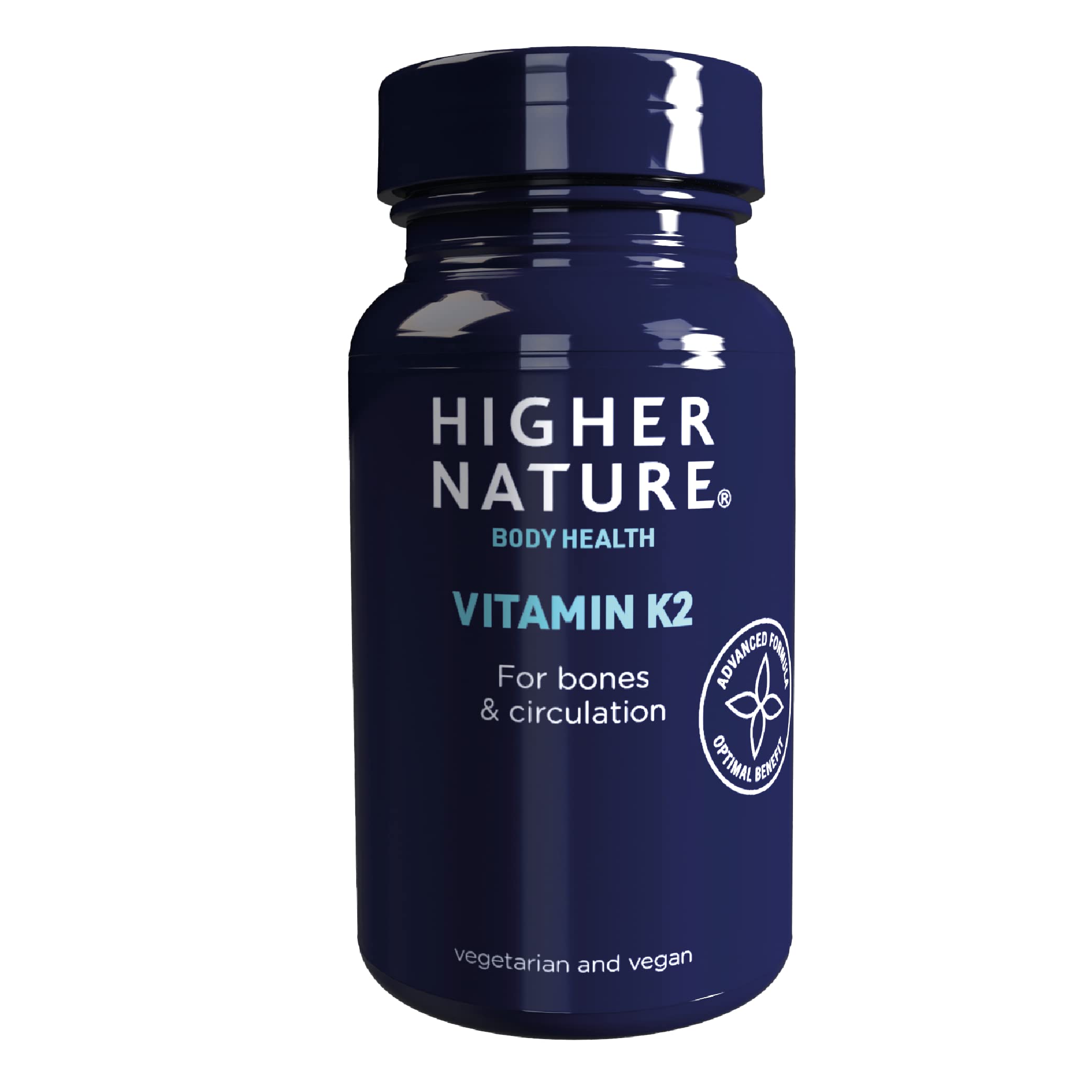 HIGHER NATUREVitamin K2 One A Day - Bone & Cardio Support - Vitamin K2 MK7 - Gluten Free - SOYA Free - Vegan & Vegetarian Tablets - 60 Tablets