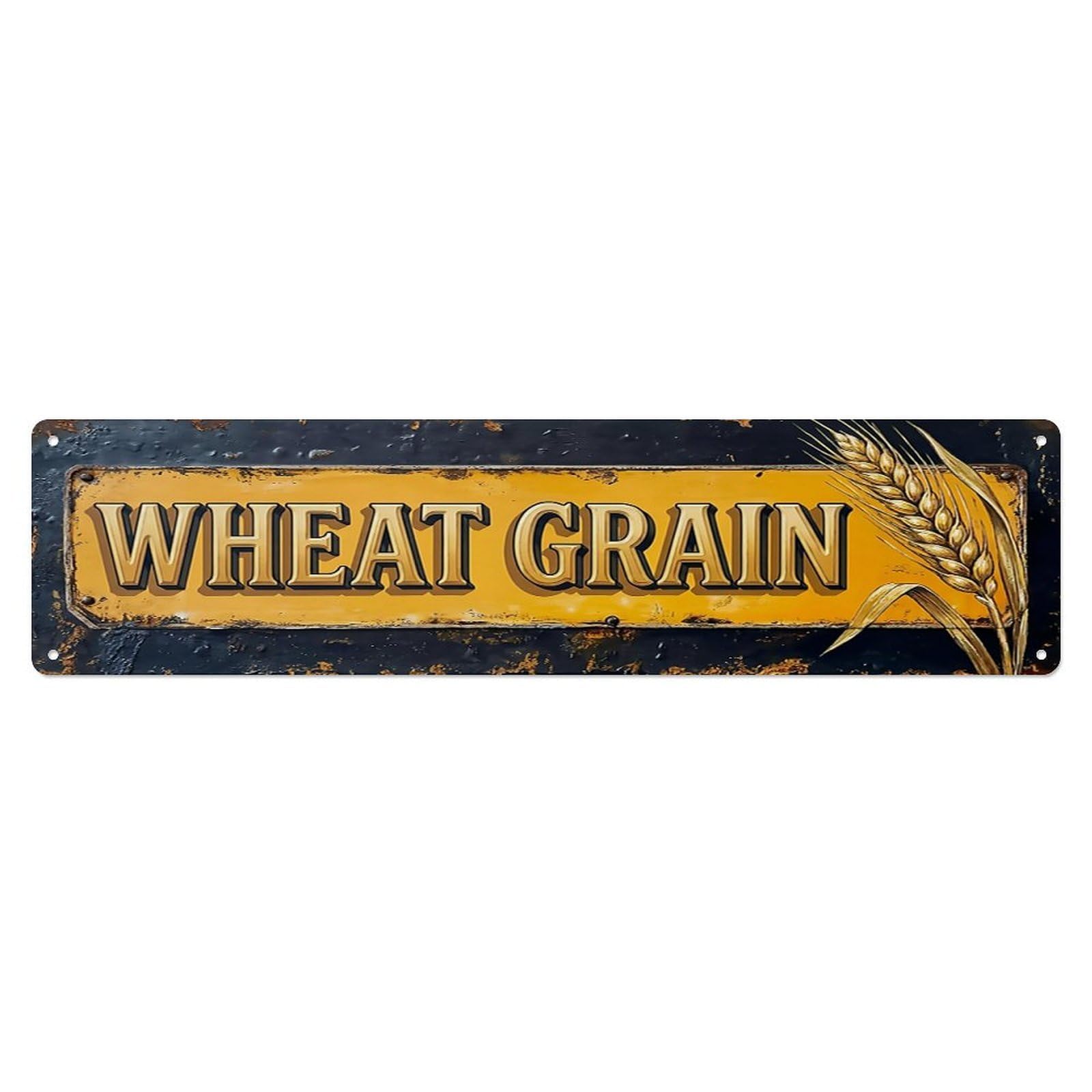 Vintage Wheat Grain Golden Farmhouse Metal Tin Sign