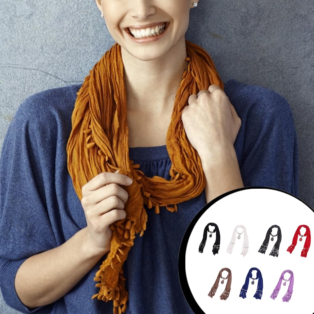 Collana lunga da donna in resina con ciondolo a forma di scialle, sciarpa, sciarpa con ciondolo