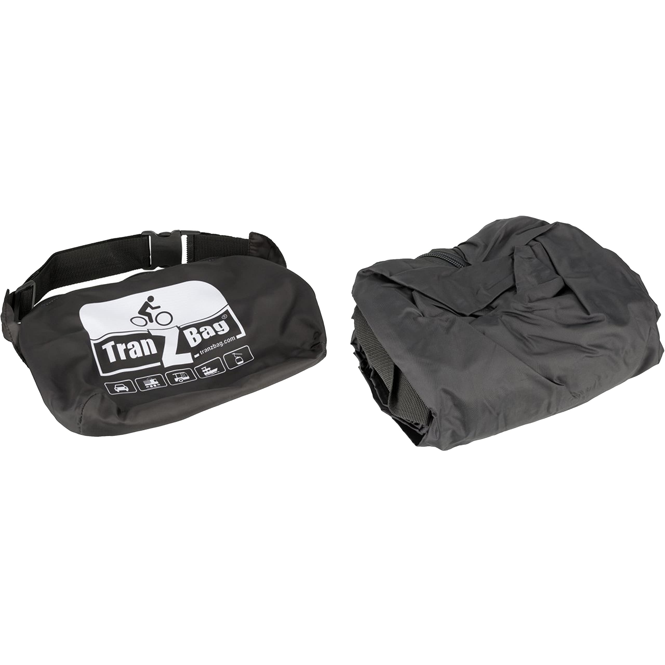 TranZbag ORIGINAL Sac de transport pour vélo, protection de transport pour roues de 26" à 29+" (pliable, encombrement minimal, bandoulière, utilisation universelle, double fermeture éclair), noir