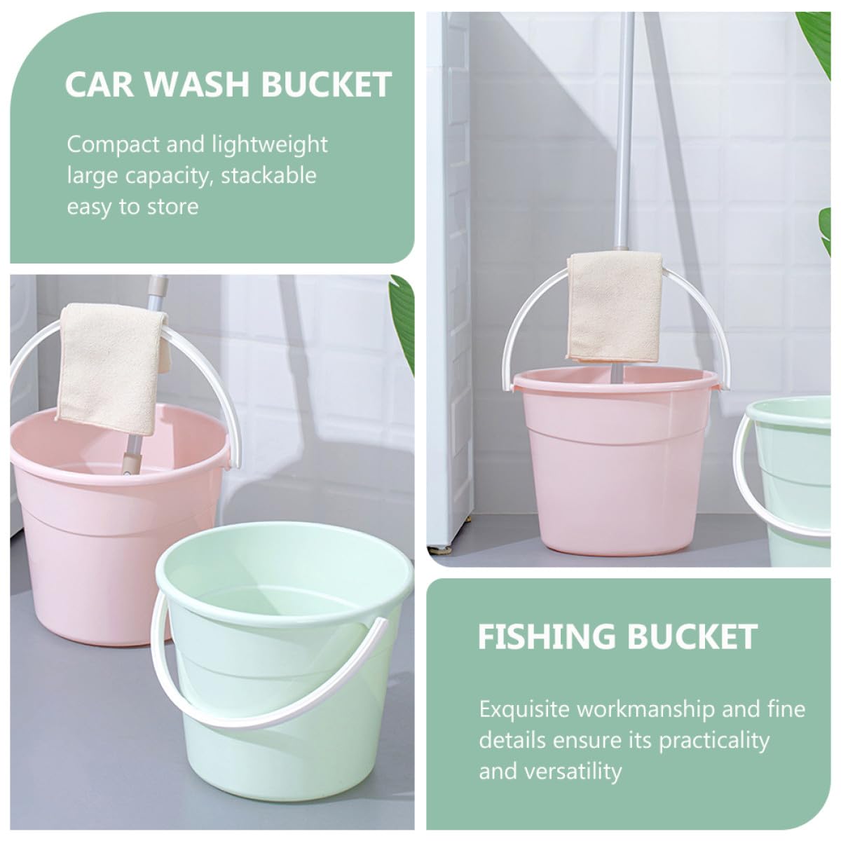 VALICLUD Secchio Grande Plastica e da in Auto con 12,2l Lavaggio Pp Manico Comodo Capacità, Secchio Rotondo Pulizia Domestica
