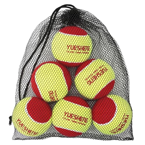YUESHENG Red Tennis Balls for Kids- 75% Low Compression Stage 3 inch Kids Tennis Ball for Beginners Youth Kids Training Practising Playing with Carry Bag