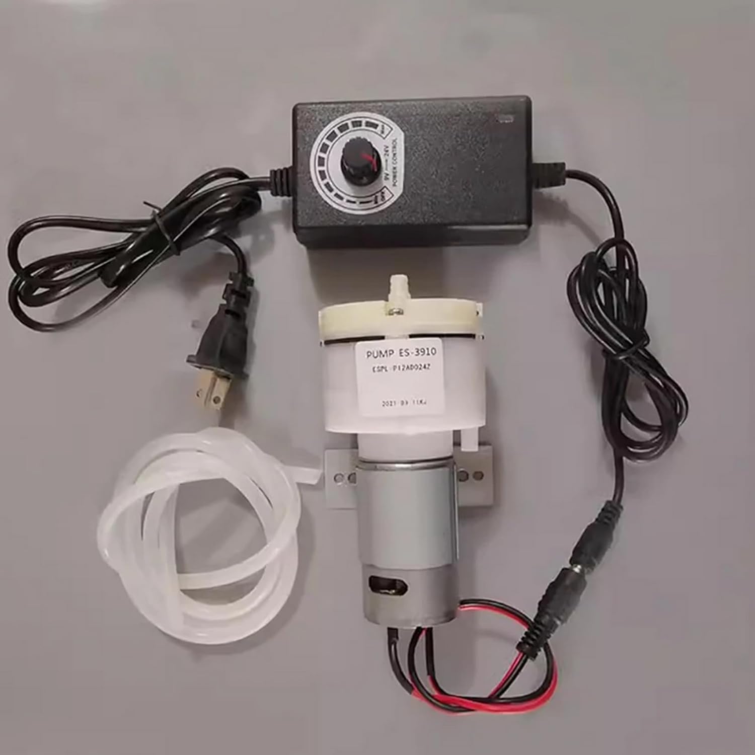 DC 12V/24V Mini Vacuum Pump 15L/MIN Micro Water Pump Suction Pump with Adjustable Power Adapter and Motor Bracket (DC 12V)