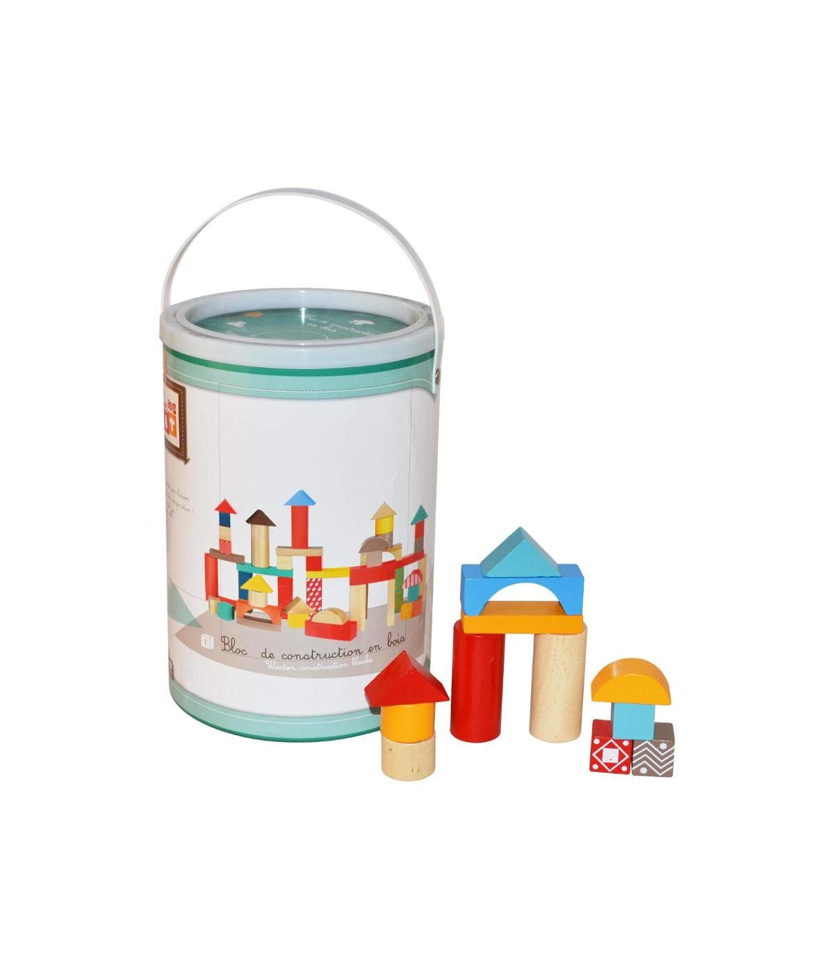 Betoys - Barril 100 Bloques Construcción Madera - Juguete Educativo Para Niños 1-4 Años - Multicolor