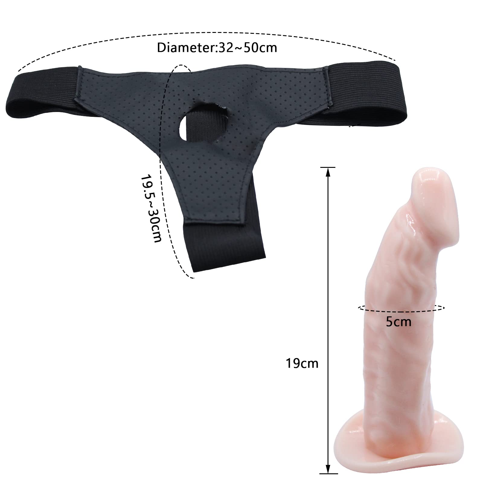 BDSMJOY Dildo con cinturino cavo, Dildo con cinturino Guaine per, Perizoma regolabile con dildo cavo, Estensore per pene per uomo, Masturbatore per giochi di ruolo con replica del pene (M)