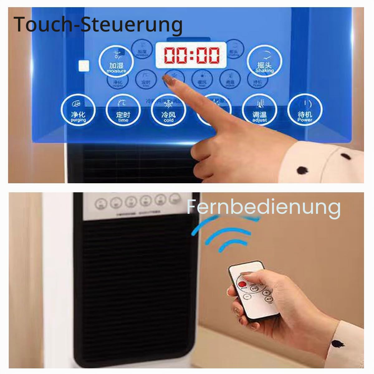 Mobiles Klimagerät 12.000 BTU mit Fernbedienung - Verdunstungskühler der Energieeffizienzklasse A, Heizung und Kühlung, Ventilator und mobiler Heizlüfter