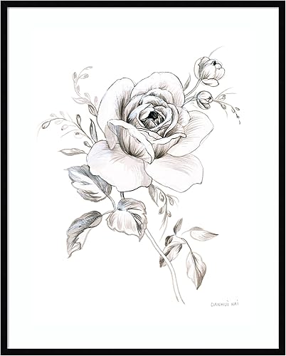 Amanti Art Lienzo decorativo para pared, 41 x 33 pulgadas, cuaderno de bocetos Garden IX BW por Danhui Nai, arte de pared de flores, decoración en