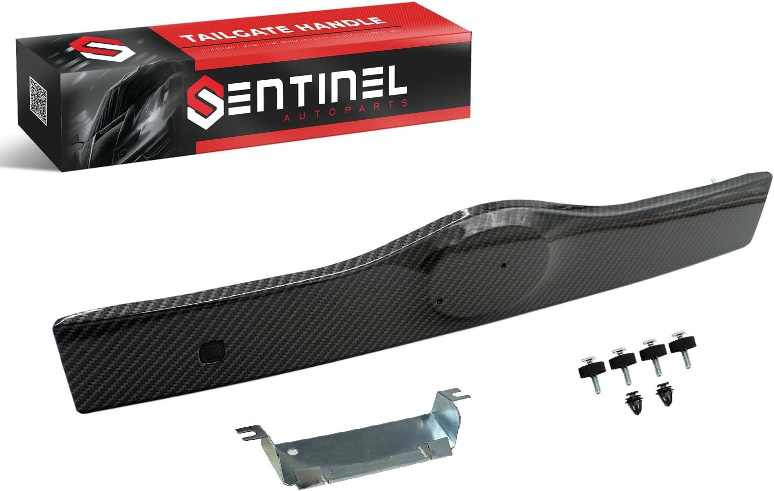 Upgraded Rear Liftgate Tailgate Handle with Metal Plate Compatible with 2004-2009 Toyota Prius Replaces # 76801-47030-C0, 76801-47040-C0 (Carbon Fiber Look)