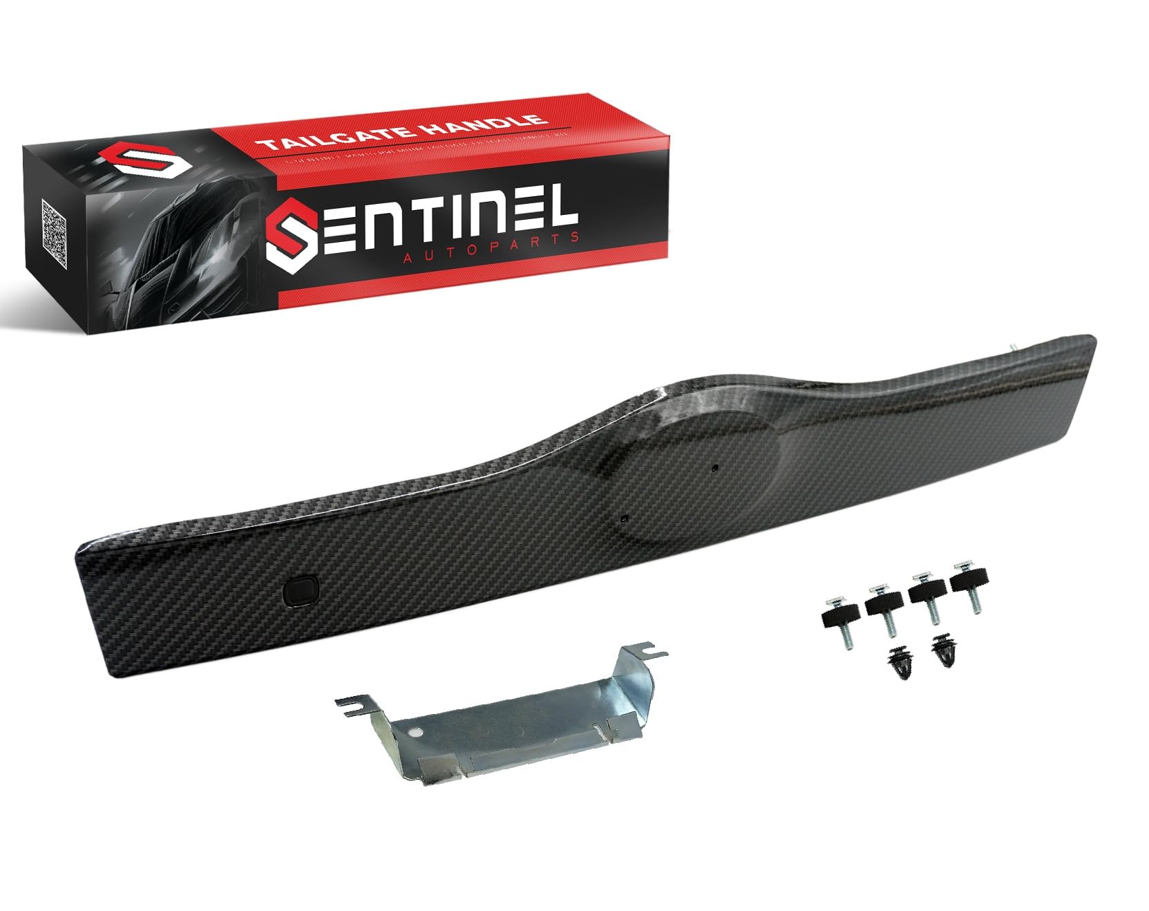 Upgraded Rear Liftgate Tailgate Handle with Metal Plate Compatible with 2004-2009 Toyota Prius Replaces # 76801-47030-C0, 76801-47040-C0 (Carbon Fiber Look)