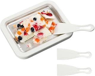 Heladeras Hacer Helados Con 2 Espátulas - Maquina Hacer Helados, Ice Cream Rolls Maker Machine, Máquina Para Freír Hielo De Acero Inoxidable Bandeja, Para Hacers Yogur Congelado Para Niños, Hogar