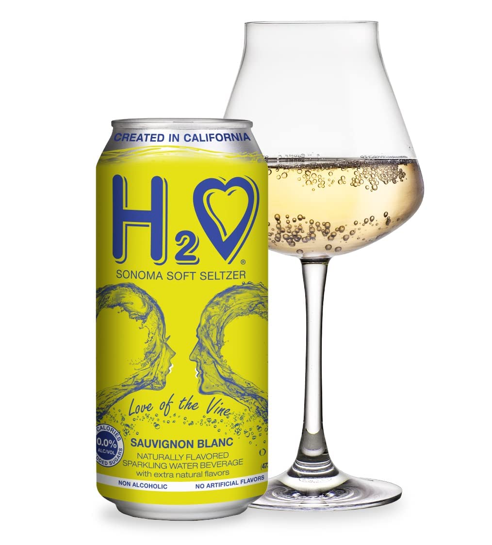 H2o (Best Vintage) The World’s First California Non Alcoholic Wine - Infused Sparkling Refreshment, 0.0% Alcohol, (Sauvignon Blanc, Pack of 4 - 16 Fl oz)