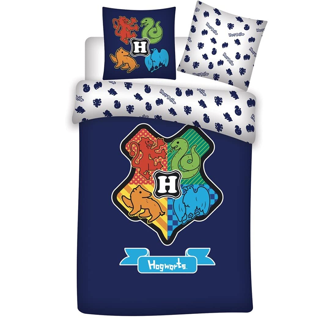 Harry Potter Juego de Cama 100% Algodón, Funda nórdica de 140 x 200 cm + Funda de Almohada de 65 x 65 cm
