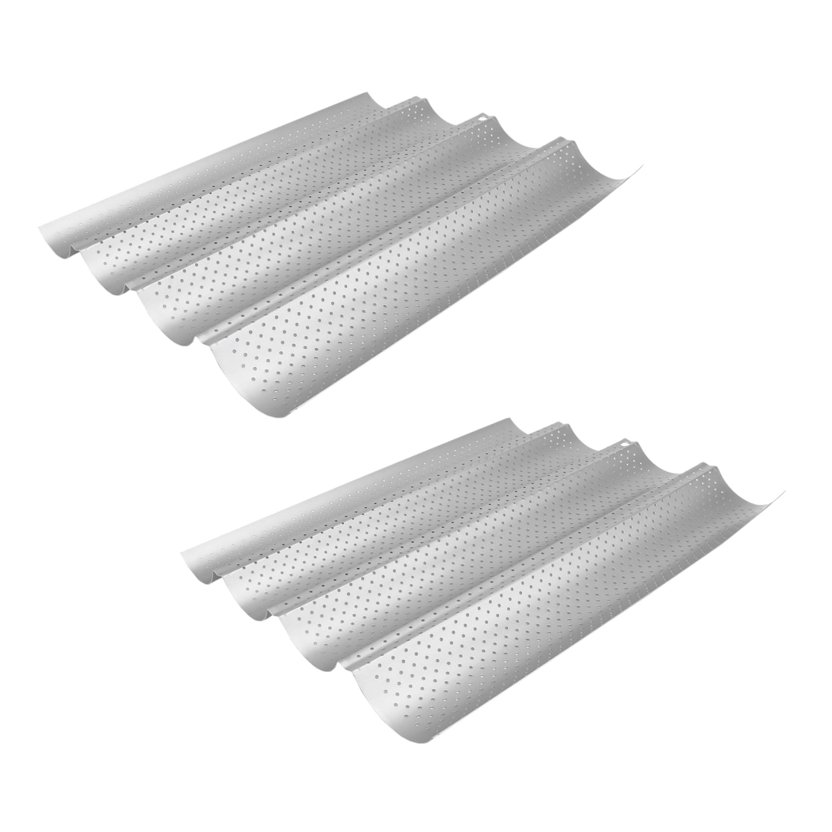 Mikinona 2 Stück 4-well Baguette Backform aus Edelstahl für Ofen