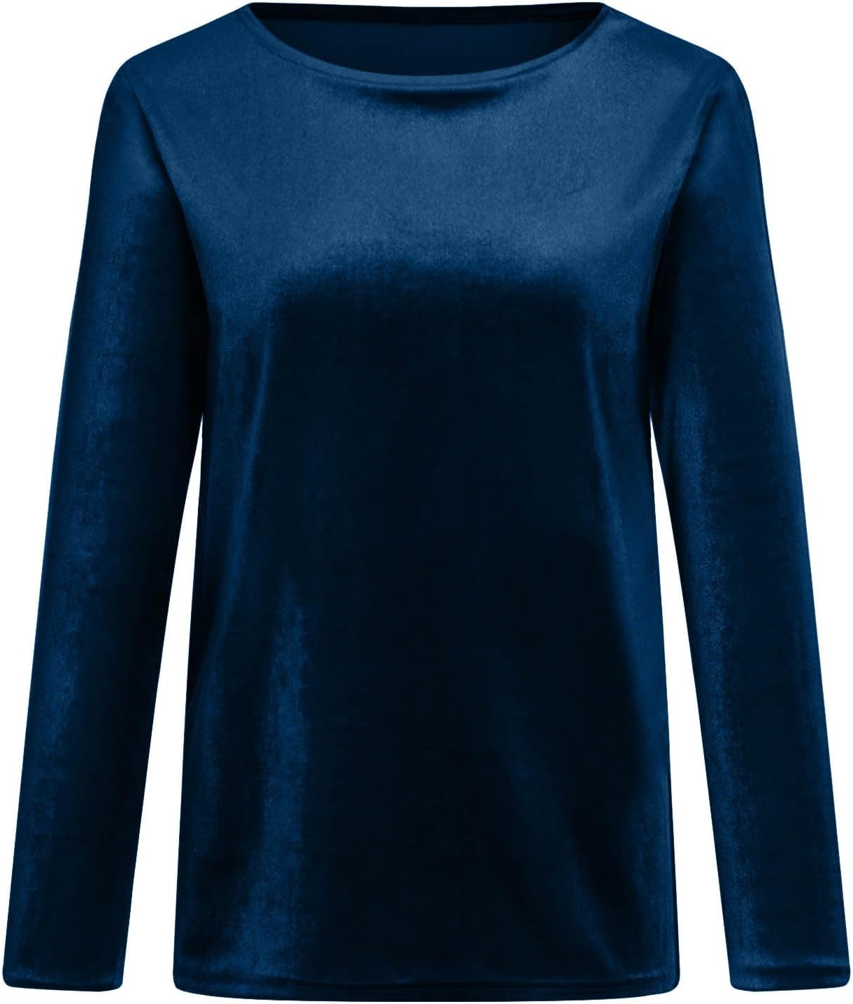 Fronage Women's Boat Neck Velvet Tops Casual Long Sleeve Crewneck Velour Blouse Shirt - Image 3