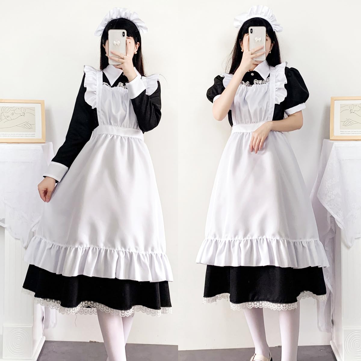 chigemianbaoba Womens French Maid Costume Anime Party Uniform Lolita Outfits Fancy French Apron Dress for Halloween Cosplay