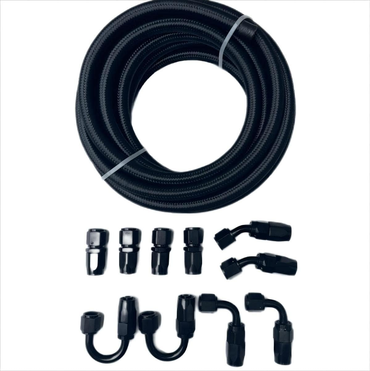 6AN 6AN 3/8 20FT Braided Fuel Line Kit Universal Aluminum