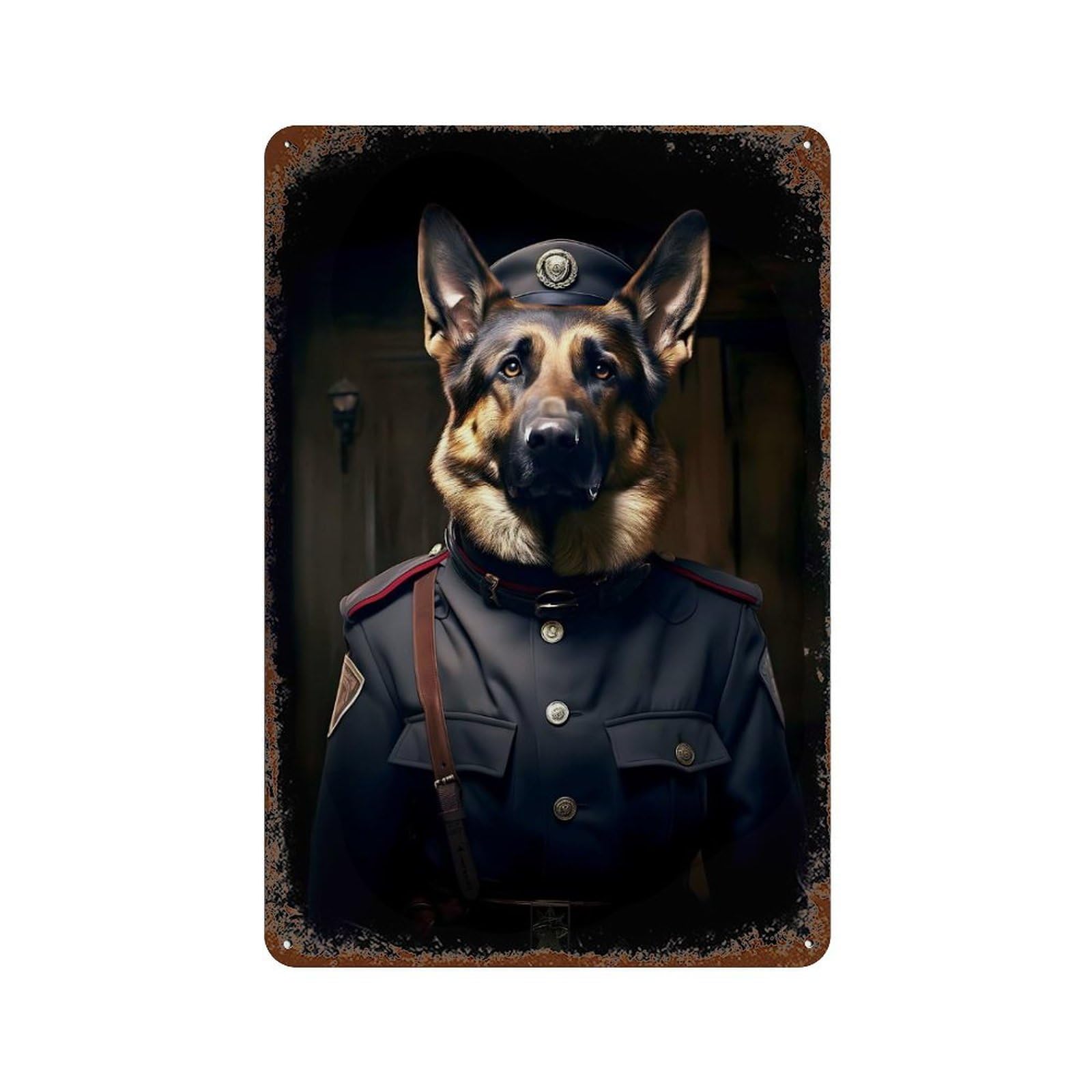 Security German Shepherd Vintage Metal Tin Sign 11.8"x7.9", Rustic Home Decor for Garage, Bar And Workshop Decor