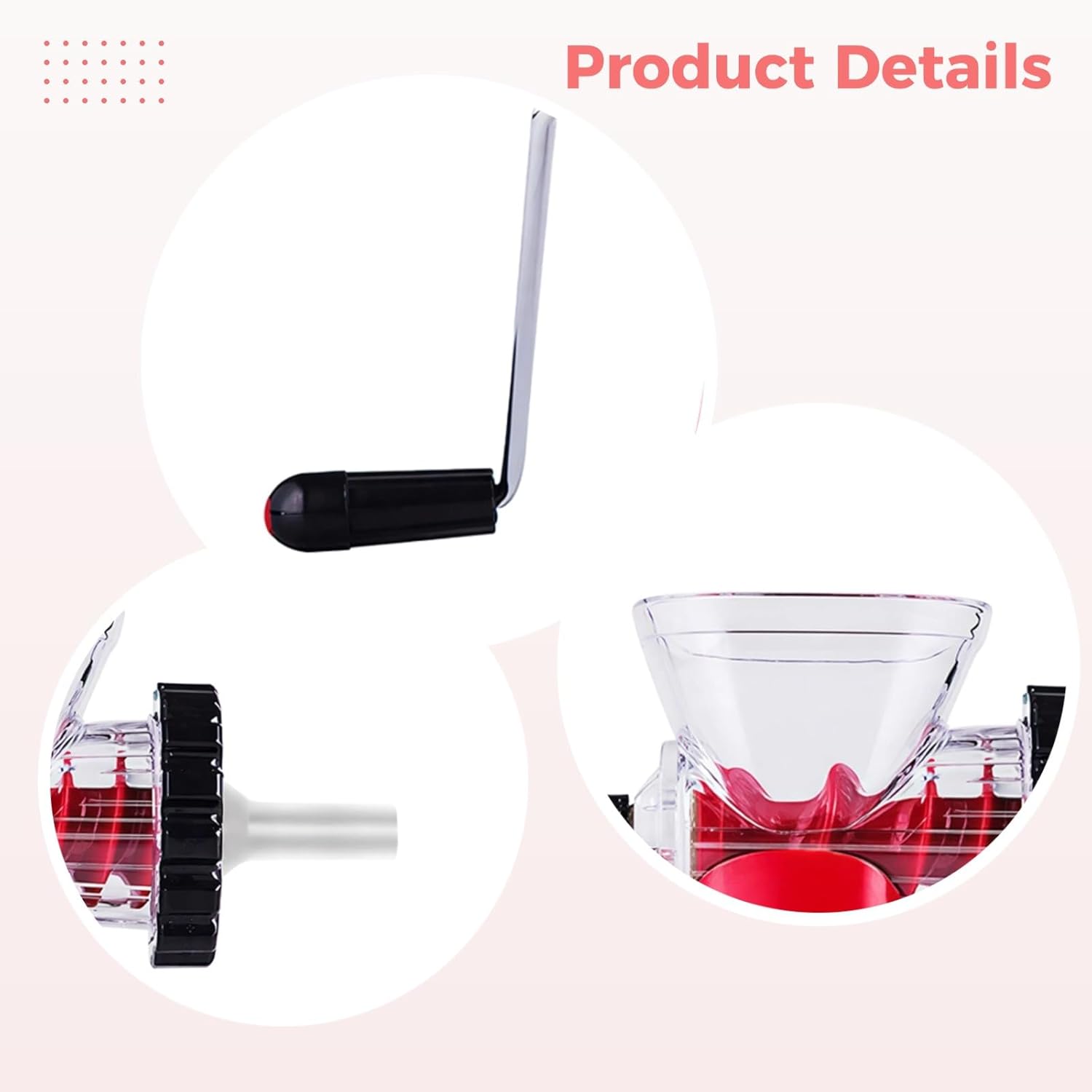 Manual Meat Grinder, Home Use Hand Crank Mincer, Sausage Stuffer with 3 Sizes Tubes, Multifunctional for Ground Meat, Red