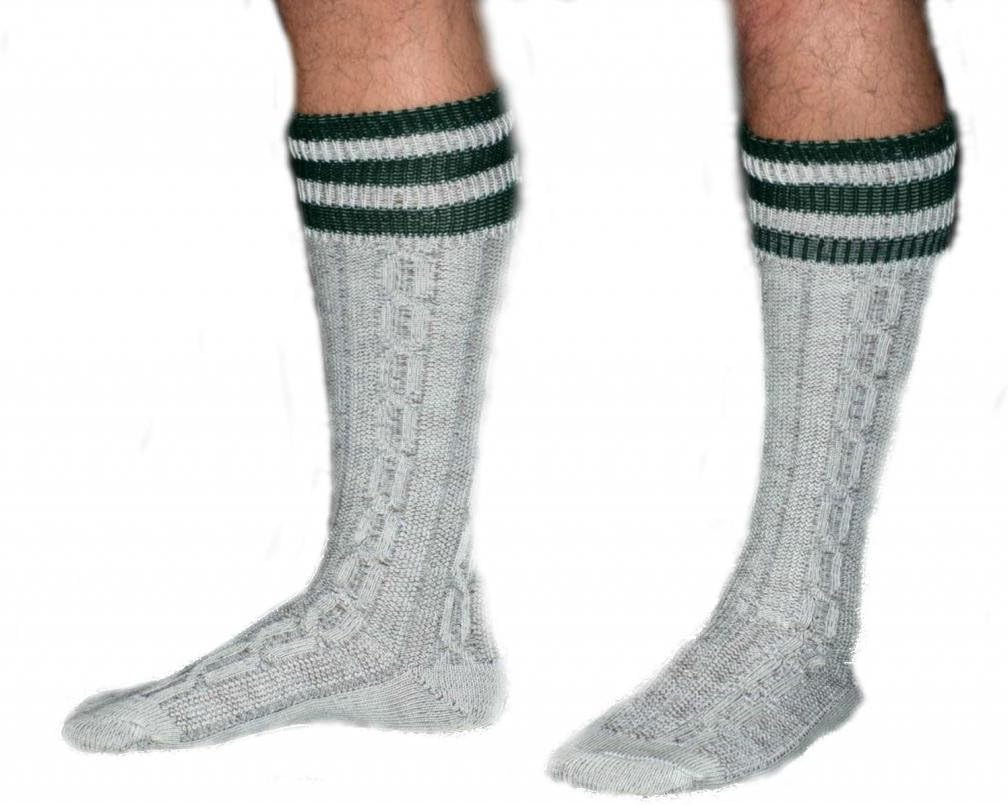 Dirndl Trachten HausLong Embroidered German Lederhosen Cotton Socks Cream/Green