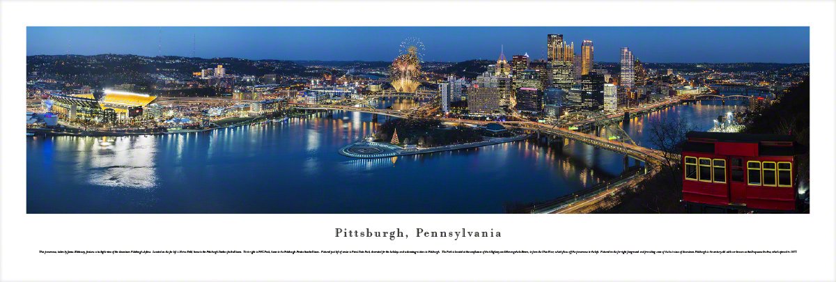 Pittsburgh, Pennsylvania at Twilight - Unframed Blakeway Panorama Print
