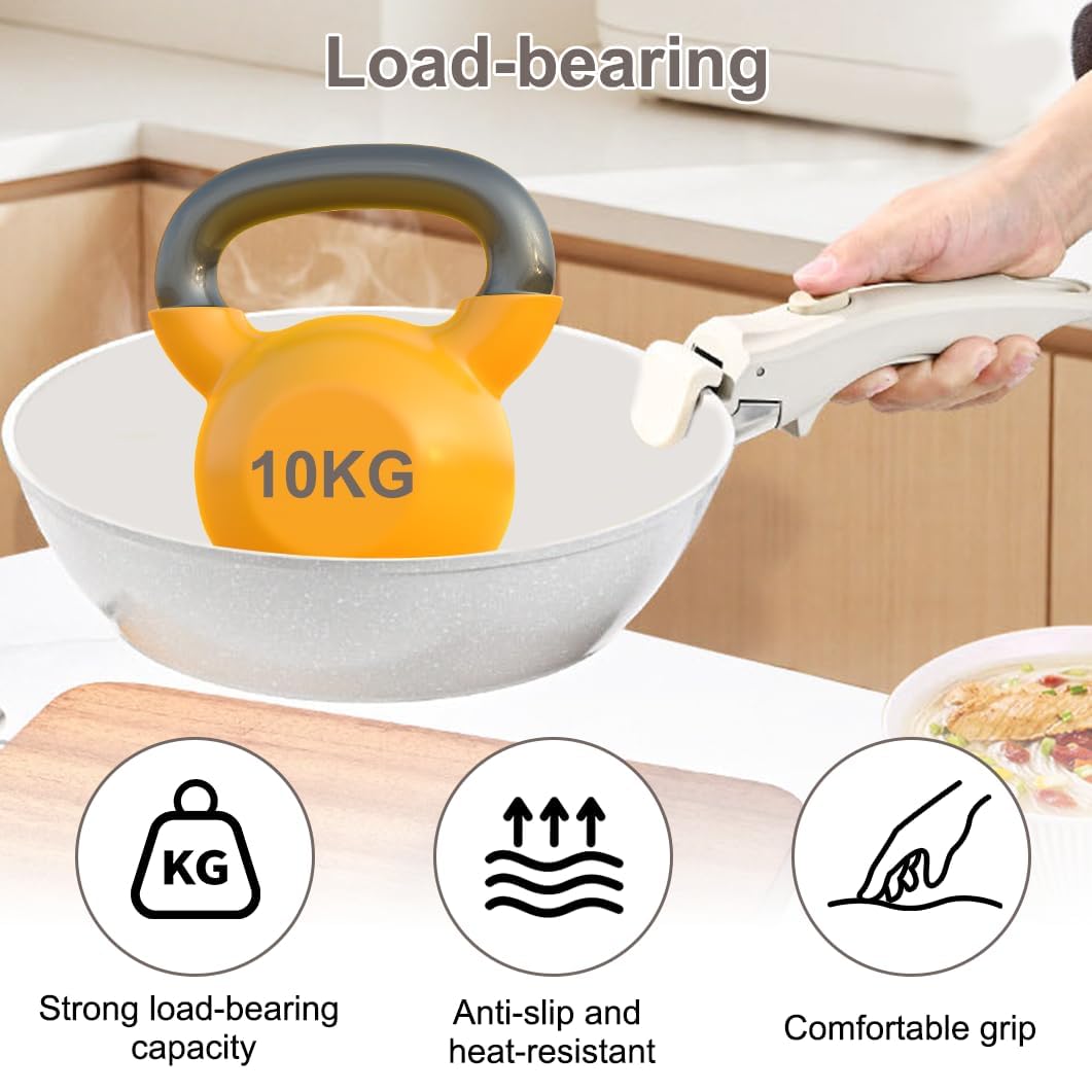 Mango desmontable para cacerola universal extraíble resistente al calor, 250 °C, soporte de 10 kg, mango antideslizante, compatible con la mayoría de los utensilios de cocina — view 4
