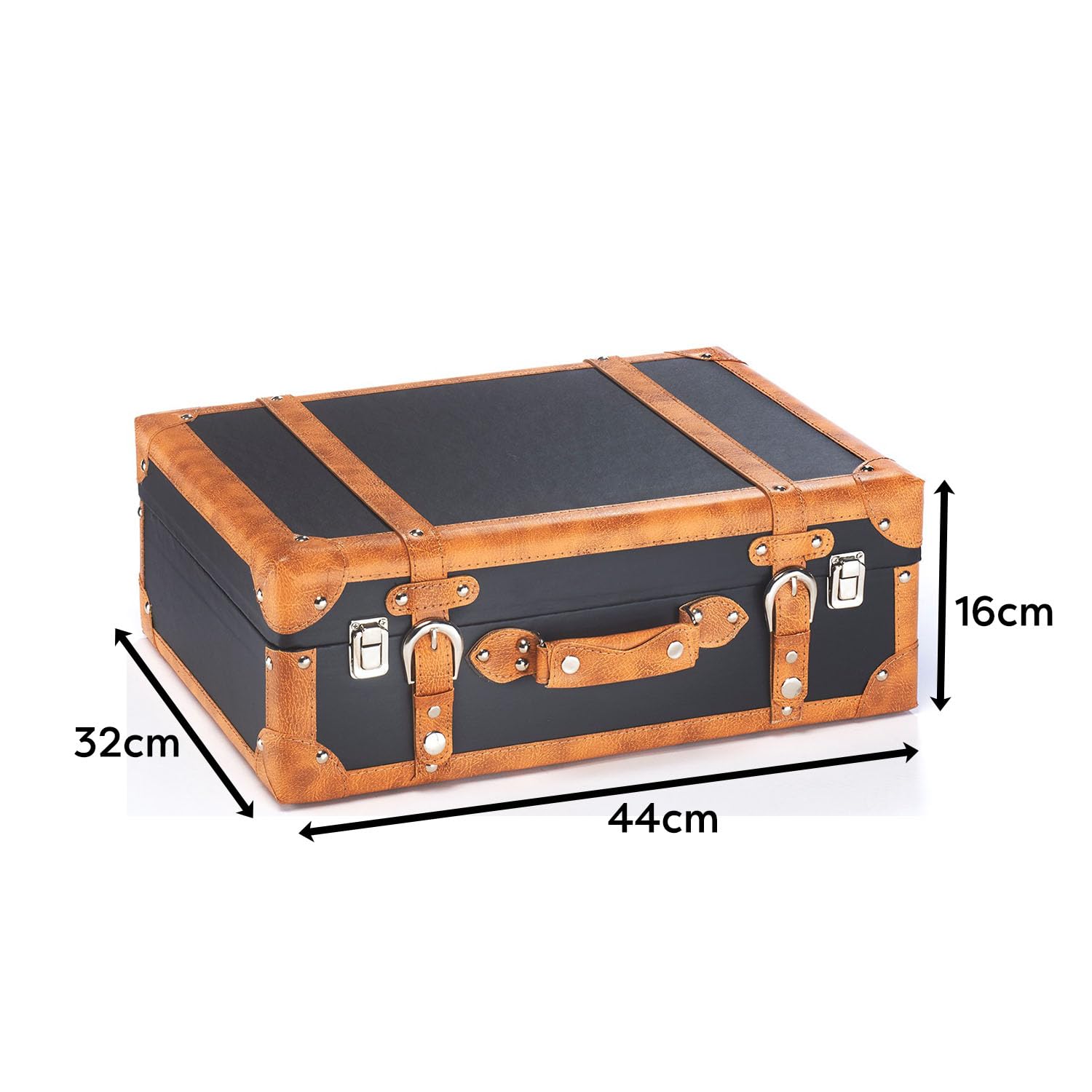 Kobolo Dekokoffer Koffer Vintage Retro - MDF mit Kunstlederüberzug - braun - Metallschließen