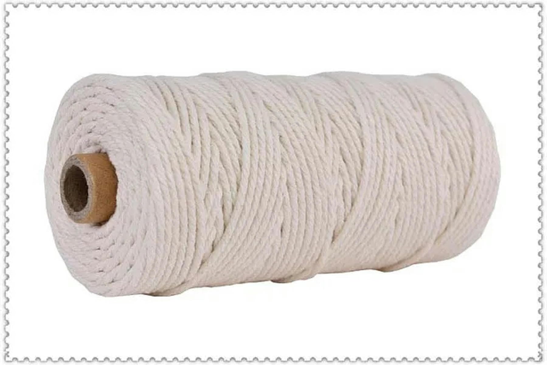 Macrame Cord Twisted String Cotton 3mm Macrame String 110 yards Multicolor(Beige)