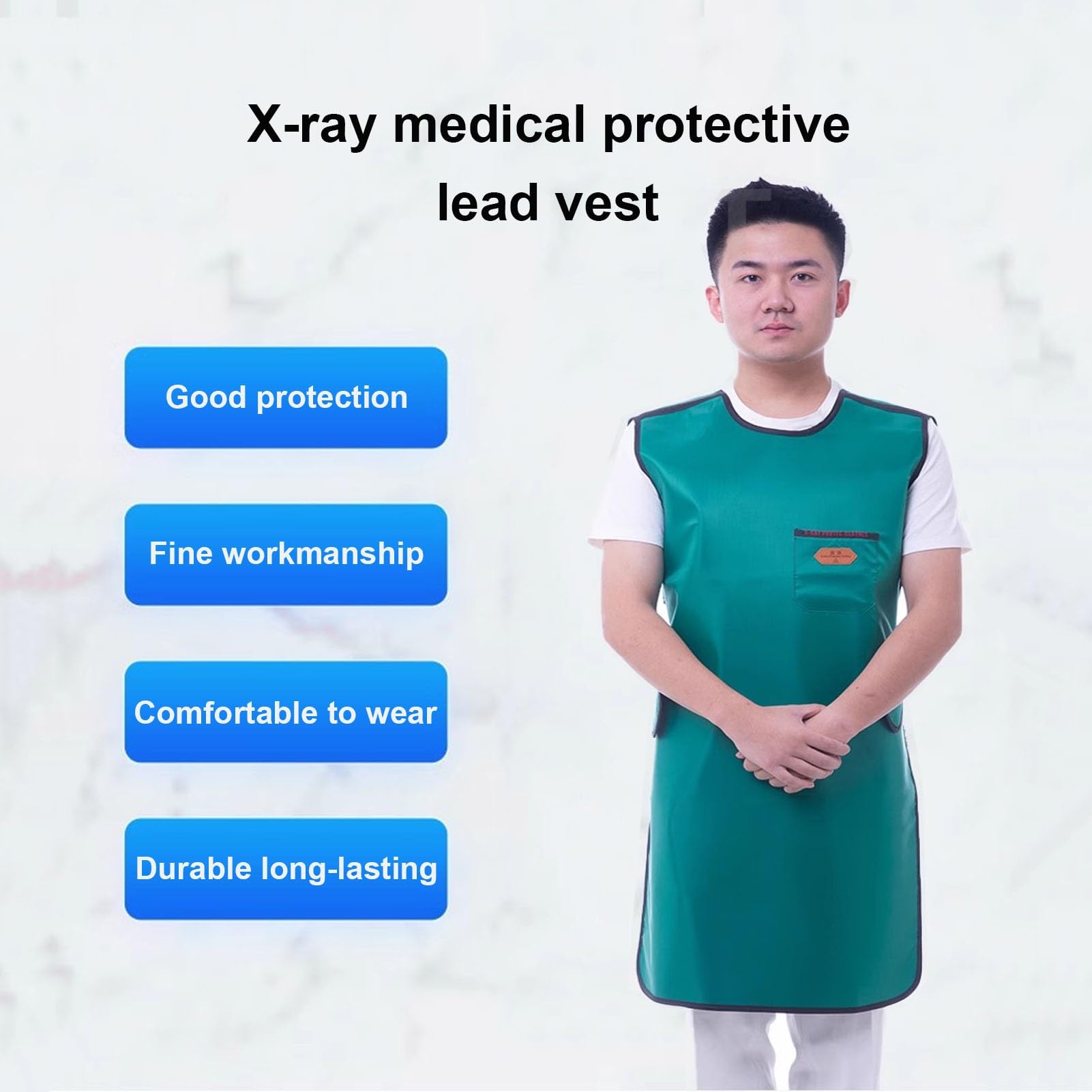 Lead Apron Fartuch Ołowiany Do Zdjęć Rentgenowskich 0,35/0,5 Mmpb, Jednostronna Kamizelka Ołowiana W Kolorze Zielonym, Do Laboratoriów Chirurgii Szpitalnej Radiologów, Antystatyczna(0.5mmPb,M/23.62x35