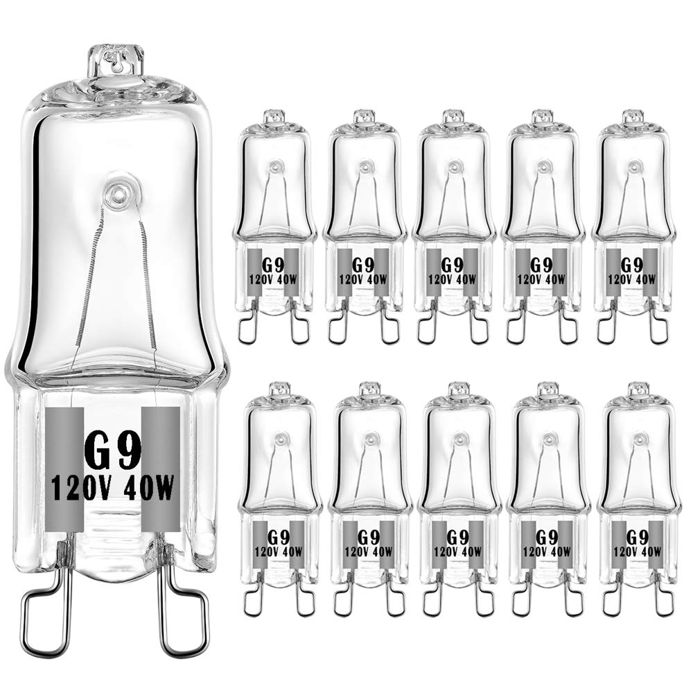 G9 Halogen Bulb 120V 40W T4 Type 2 Pin Base Light Bulb Replacement Dimmable Warm White (10 Pack)