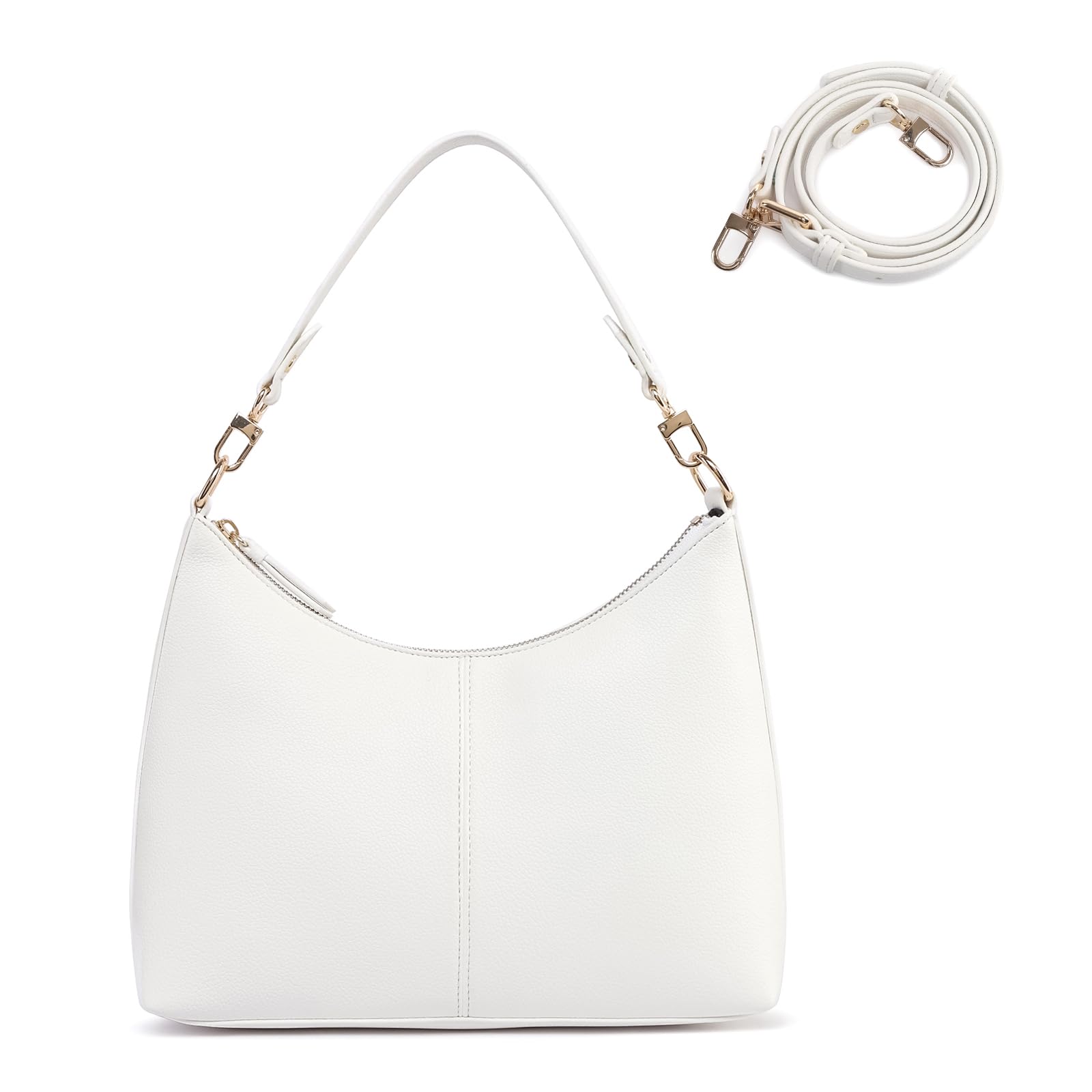 Keyli shoulder bag for women Small Tote Handbags Purse Trendy Zip Leather Crossbody Bags with Adjustable Strap White