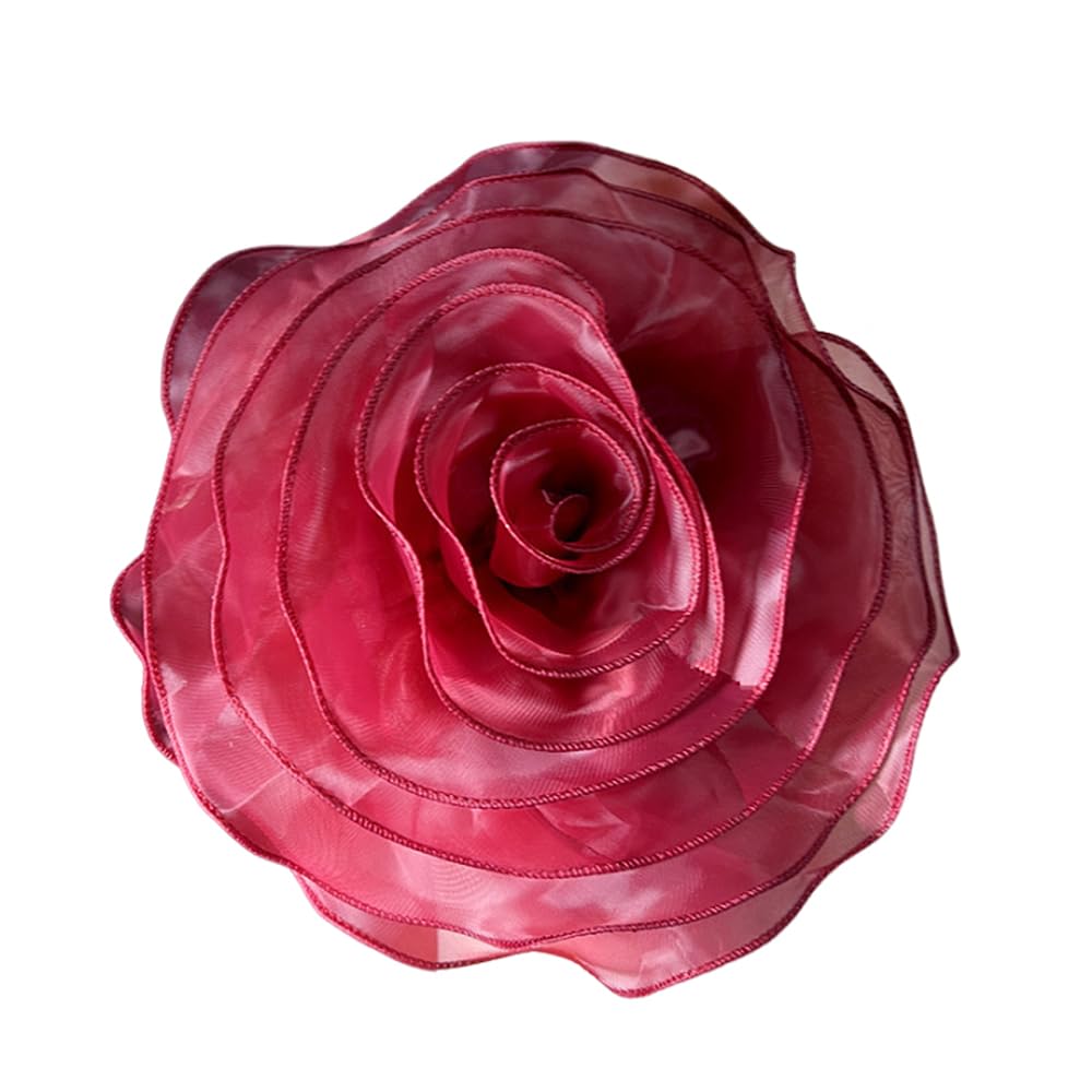 10inch Extra Large Flower Brooch Pin for Women Fashion Dainty Organza Satin Fabric Big Camellia Brooches Lapel Pins Wedding Dance Party Dress Accessories Exaggerated Jewelry Gift