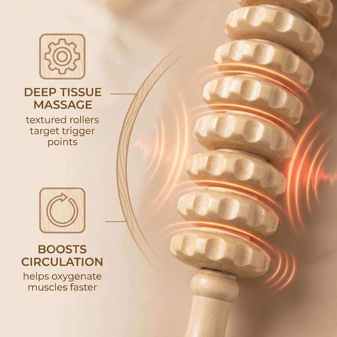 Rouleau De Massage Anti Cellulite Bois 1 Pièce Masseur Manuel 12 Roues Pour Massage Cellulite Jambes Fesses Palper Rouler Maderotherapie Corps