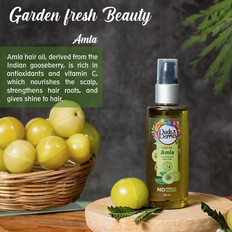 Miniatura 3 de Amla - Aceite capilar para cabello fuerte y brillante  Mezcla de aceite prensado en frío  Fortalece y promueve el brillo  3.4 fl oz  No pegajoso