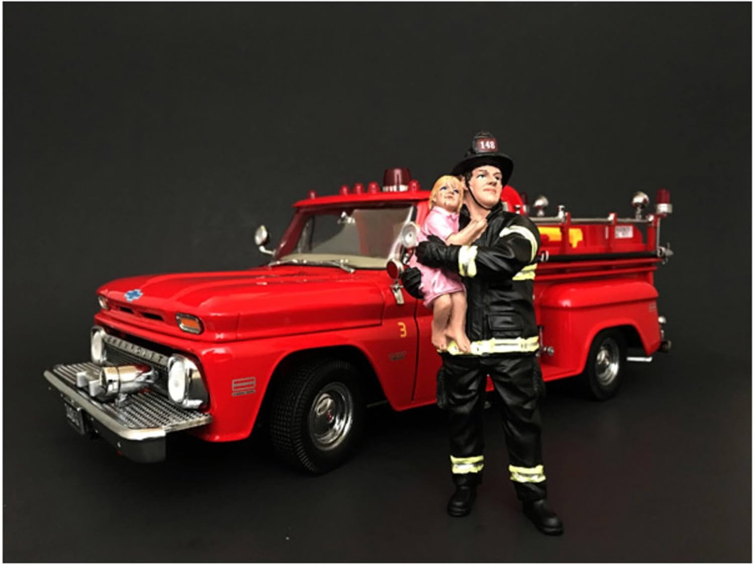 American Diorama Firefighter Saving Life with Baby Figurine/Figure for 1:18 Models