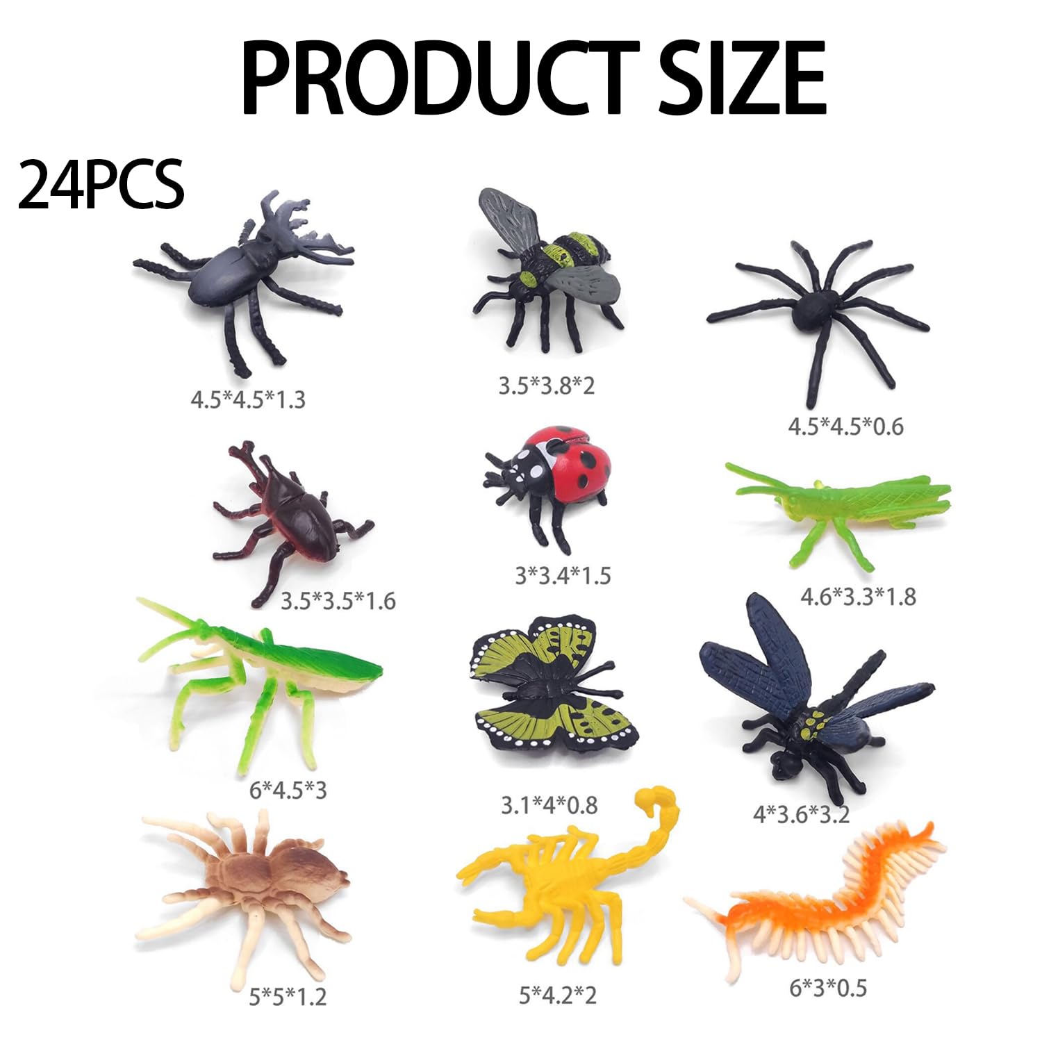 24 Pcs Insects and Bugs for Kids,Plastic Mini Small World Toys,Realistic Little Insects and Bugs Minibeasts Toy Kit,Soft Rubber Bug Insect Toyware Figures,Minibeasts Contain Spiders,Parties Gifts - Image 2