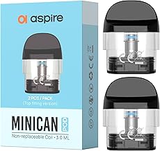 Compatible with Aspire Minican/Minican+ (Mican Plus)/Minican 2 Aspire Mini Can Series Replacement POD Genuine Cartridge 0.8Ω/1.0Ω/1.2Ω Coil (0.8Ω Top Fill)