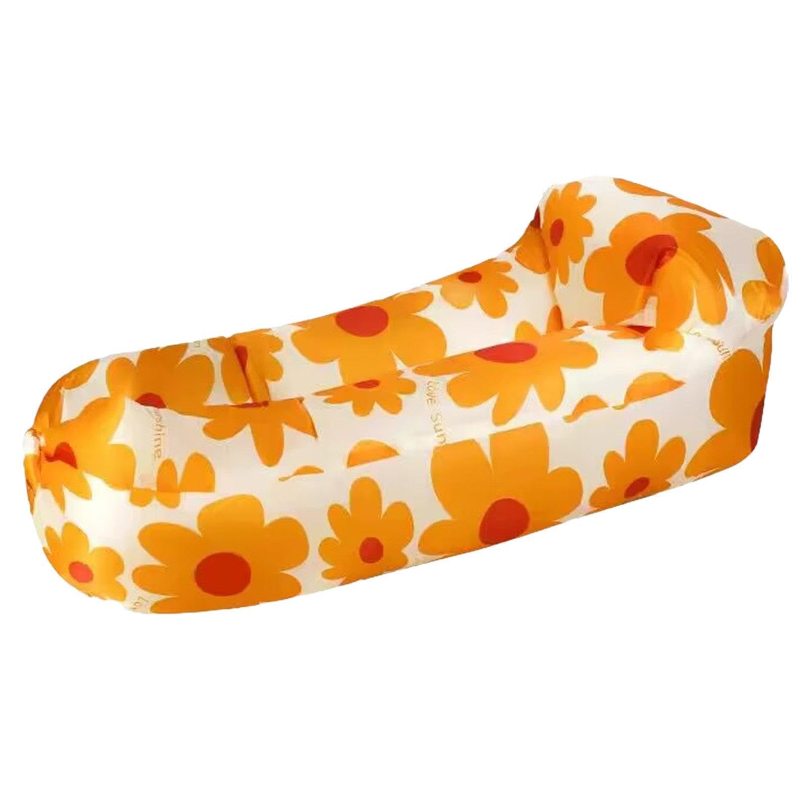 Inflatable Sofa - Portable Air Lounge Chair, Beach & Camping Lounger, Sun Flower - Yellow, Large, 240cm x 70cm (94.5in x 27.6in), Waterproof, Floatable, 200kg Capacity