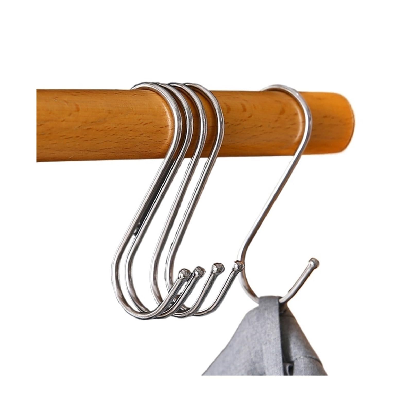 S-förmiger Edelstahlhaken, Küchen- und Badezimmeraufhänger, multifunktionales Lagerregal for Kleidung, Handtücher und Pflanzen(M-7cm,50PCS)