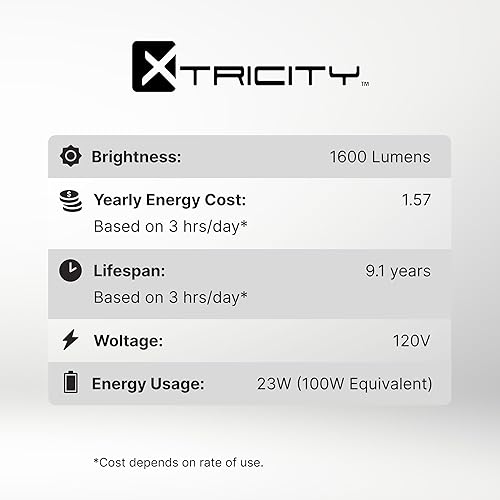 Miniatura 10 de Xtricity Bombilla fluorescente compacta T2 espiral CFL, luz diurna de 5000 K, 23 W (equivalente a 100 vatios), 1520 lúmenes, base media E26, 120 V,