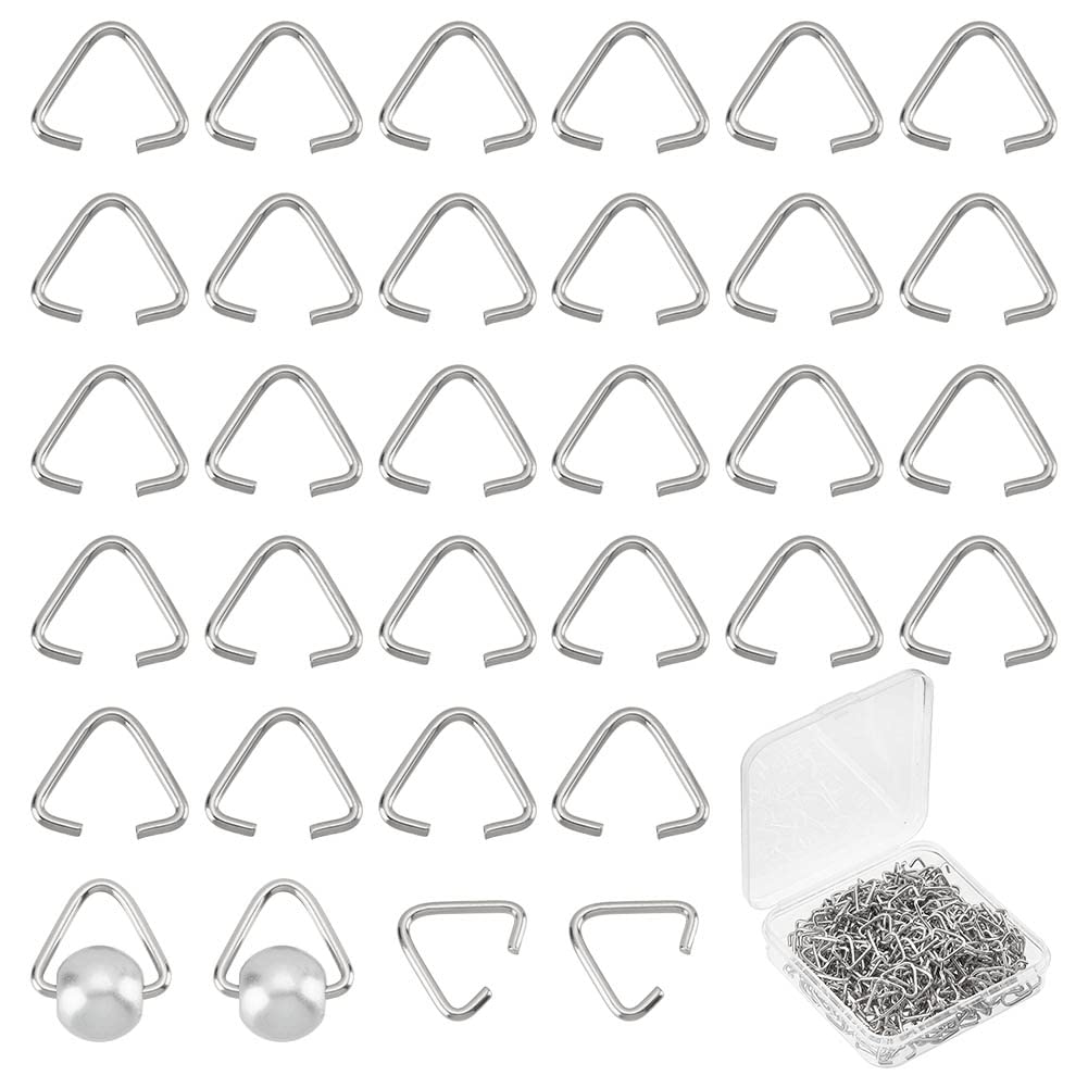 PH PandaHall Elite 400 Pieces Triangle Open Jump Rings Iron Pinch Clip Bail Hang Drops 18 Gauge For Jewelry Findings Platinum 11X13Mm