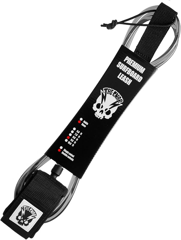 Premium 9ft Calf/Knee Longboard Surf Leash, Nylon, Black/Smoke, Knee/Calf Design, Unisex-Adult, Double Swivel