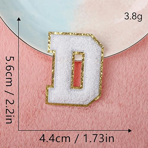 Miniatura 58 de 4 parches de letras de felpilla blanca, parches termo-adhesivas de 2.2", parches de letras de felpilla para ropa (M)