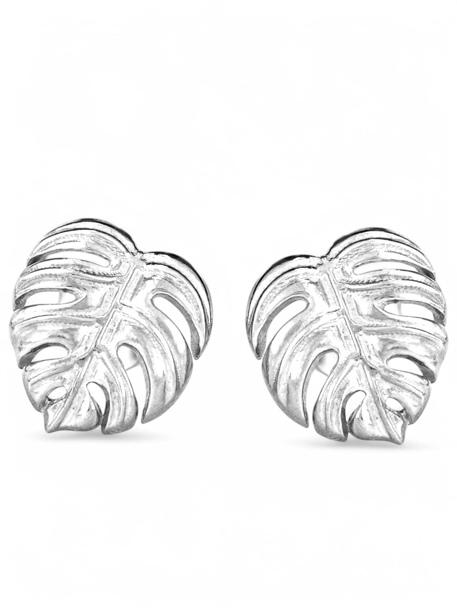 Madamlili 925 Sterling Silber Monstera Ohrstecker | Natürliche Blätter Ohrringe | Tropisch & Handgefertigt | Hypoallergen & Nickelfrei | Perfektes Geschenk für Natur-Liebhaberinnen