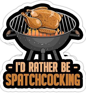 eden tee Funny Sous Chef Humor Rather Be Spatchcocking BBQ Chicken- 4x3 Vinyl Stickers, Laptop Decal, Water Bottle Sticker (Set of 3)