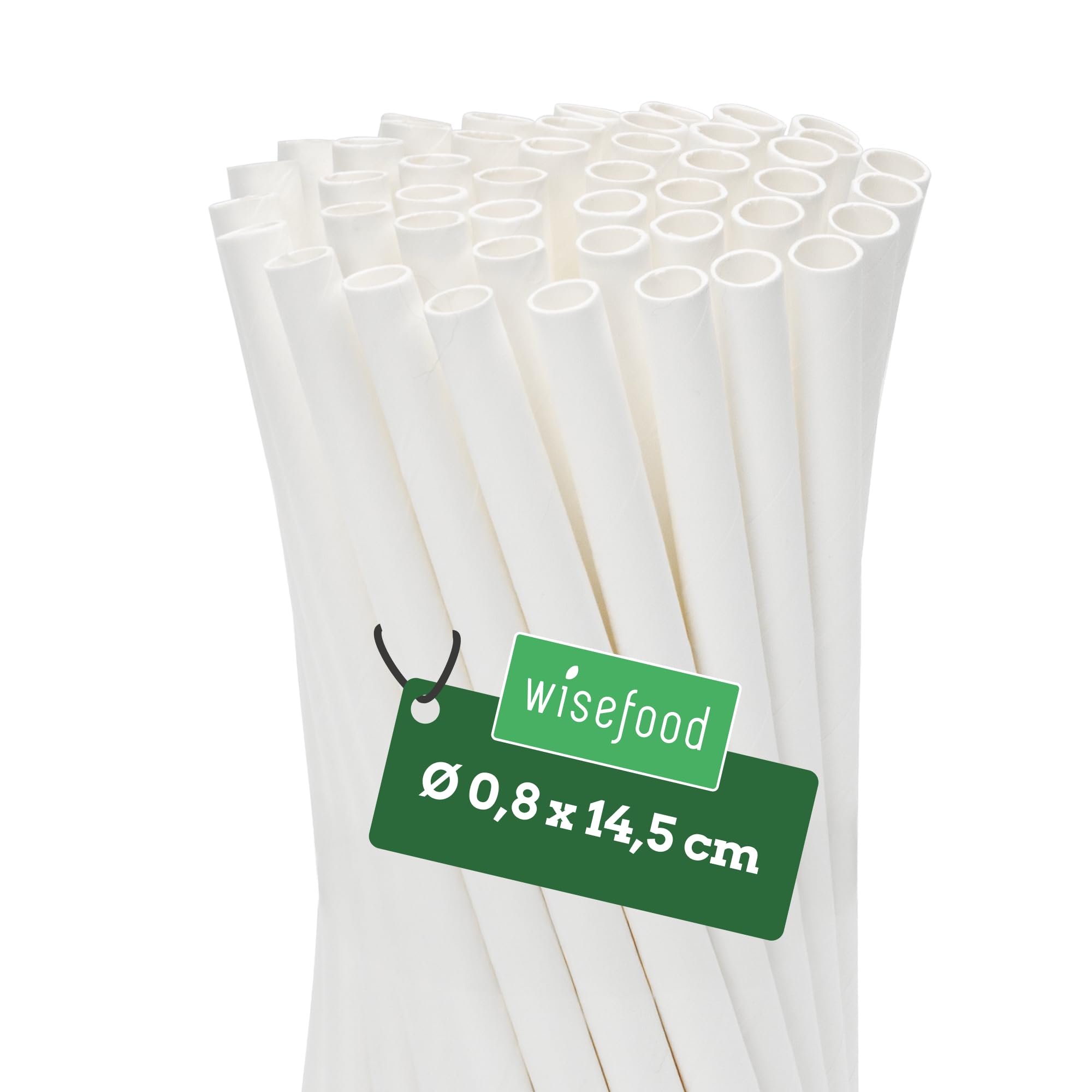 wisefood Cannucce di carta, 2400 pezzi (24 x 100 pezzi) di cannucce bianche, diametro 8 mm x 14,5, prive di PLA/PE, cannucce biodegradabili in carta robusta