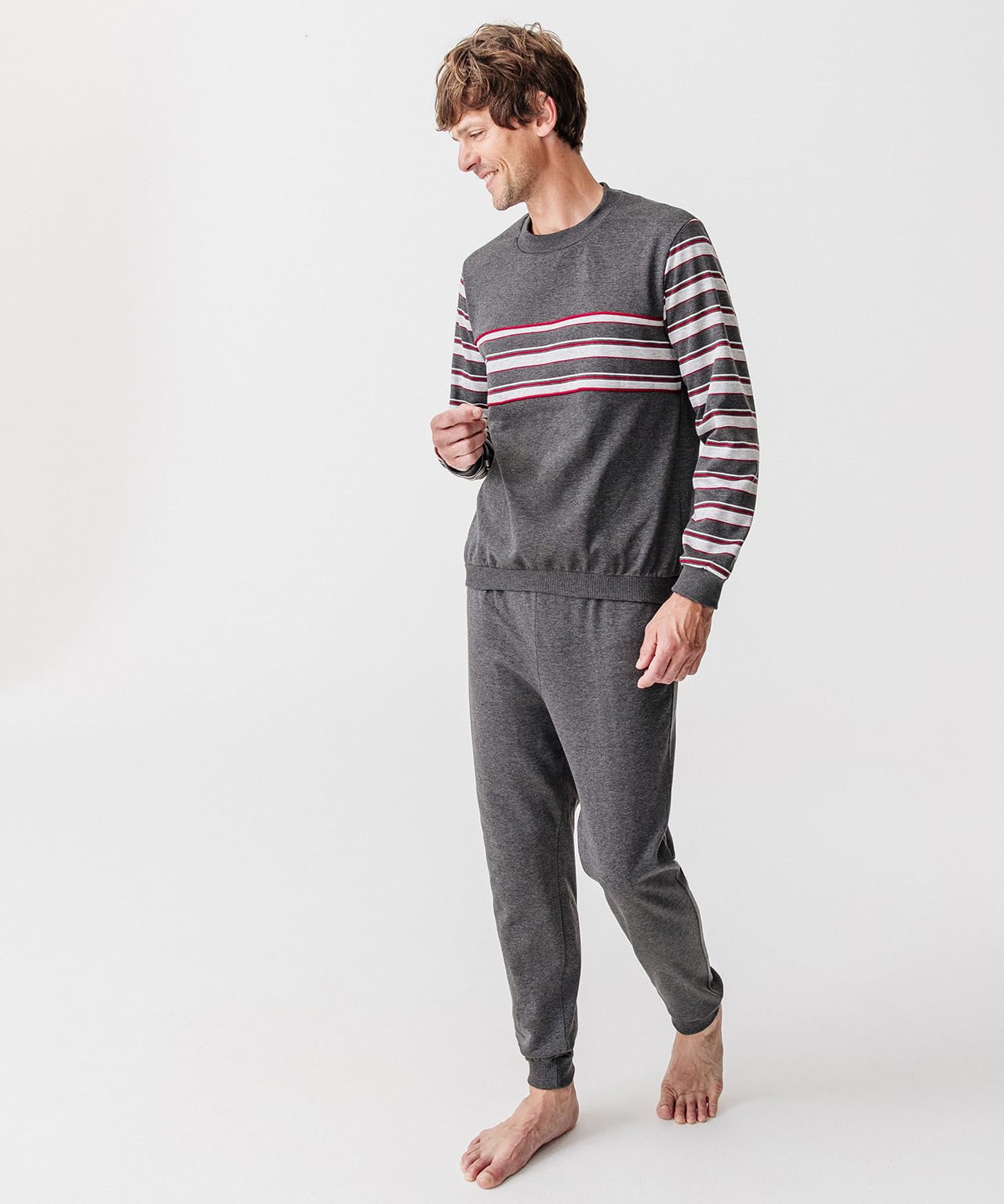 Damart - Ensemble de Pyjama pour Homme - Molleton Thermolactyl, Manches Longues - Chaud, Doux et Confortable