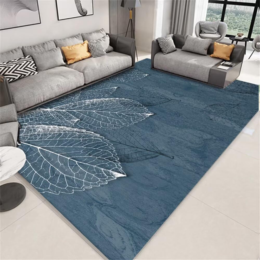 Tapis antidérapant grand format 180x250cm bleu lavable pour chambre enfant et terrasse extérieure