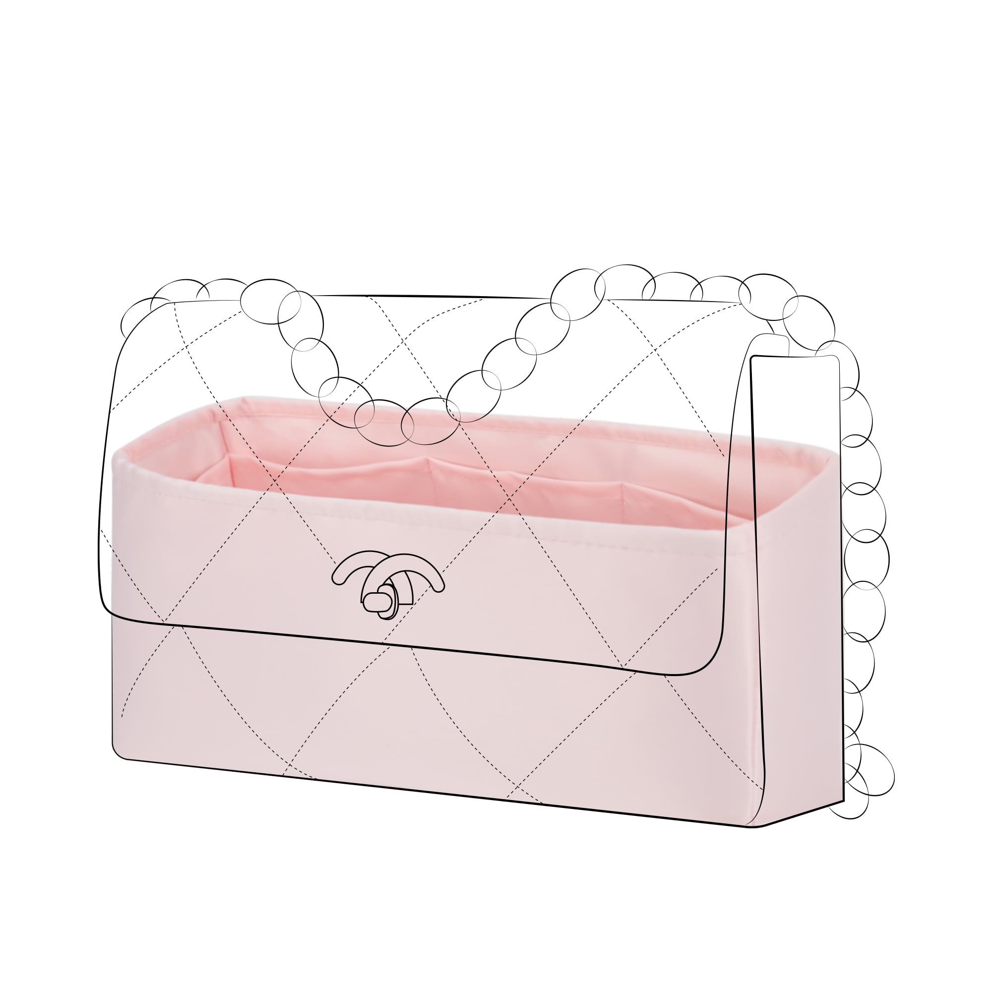 DGAZ Silk Purse Organizer Insert For Chanel 19 Bags,Silky Smooth Bag Organizer，Luxury Handbag & Tote Shaper(Pink,19 Maxi 36)